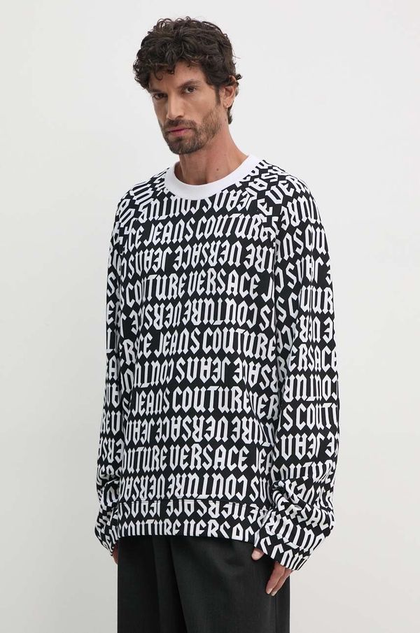 Versace Jeans Couture Pamučna dukserica Versace Jeans Couture za muškarce, boja: crna, s uzorkom, 77GAI316 FS157