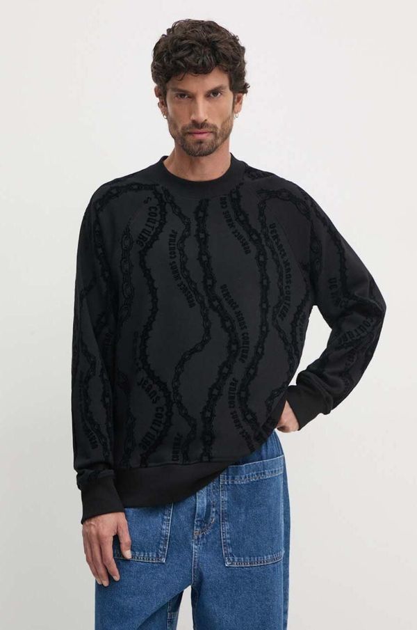 Versace Jeans Couture Pamučna dukserica Versace Jeans Couture za muškarce, boja: crna, s uzorkom, 77GAI3X0 FS176