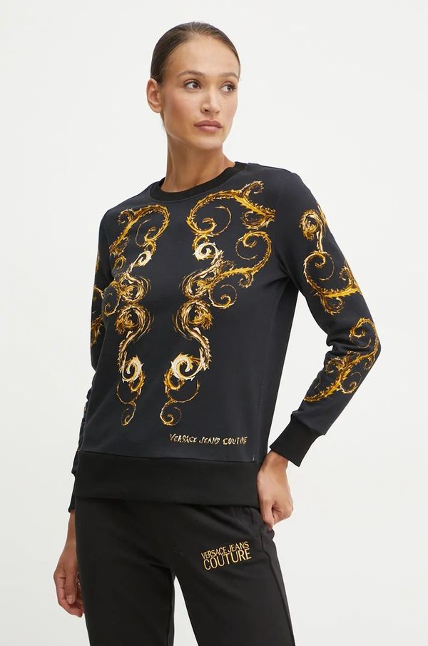 Versace Jeans Couture Pamučna dukserica Versace Jeans Couture za žene, boja: crna, s uzorkom, 77HAI3P9 FS178
