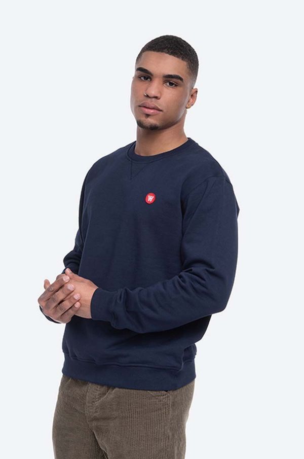 Wood Wood Pamučna dukserica Wood Wood Tye Double A za muškarce, boja: bordo, melanž, 10005601.2424-NAVY