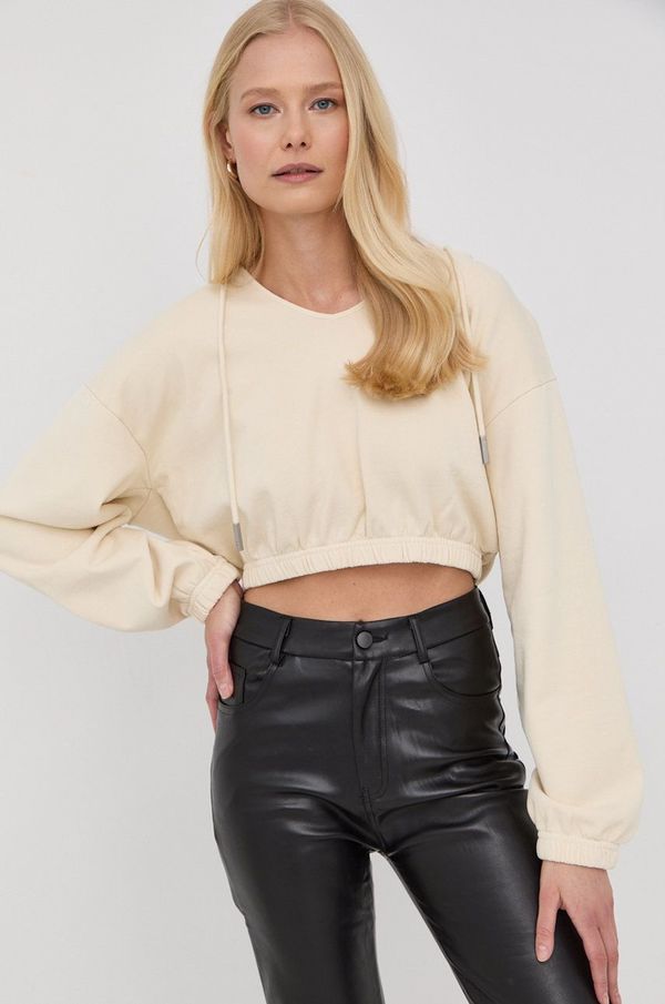 Young Poets Society Pamučna dukserica Young Poets Society za žene, boja: bež, s kapuljačom, glatka