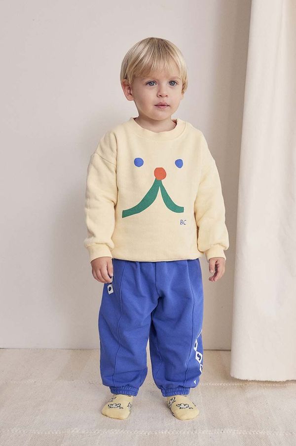 Bobo Choses Pamučna dukserica za bebe Bobo Choses Funny face boja: žuta, s tiskom, 224AB030