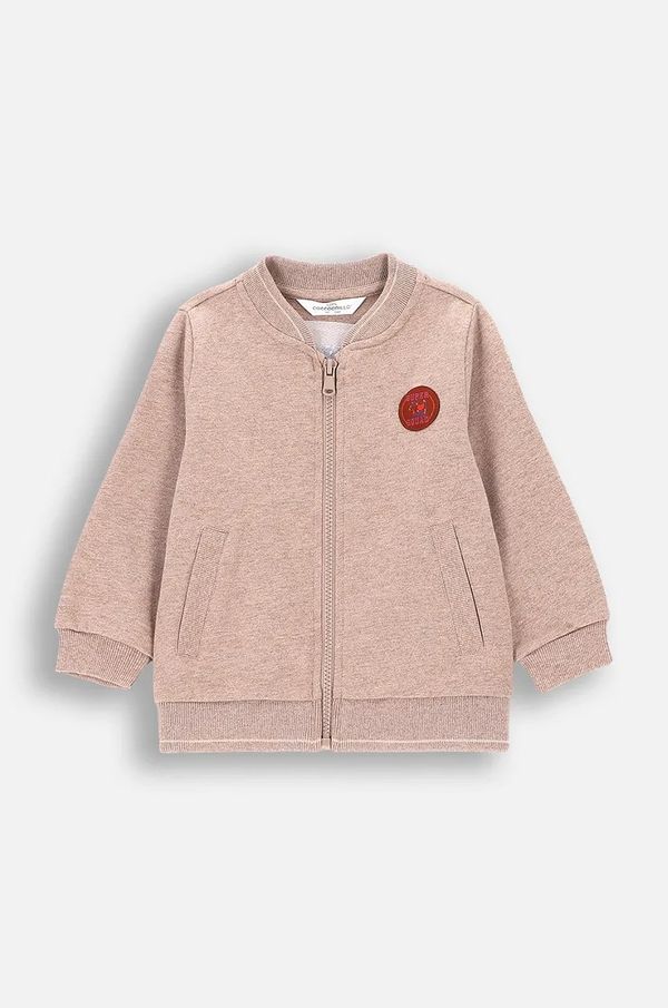 Coccodrillo Pamučna dukserica za bebe Coccodrillo boja: bež, s aplikacijom, BETWEEN FRIENDS BOY NEWBORN