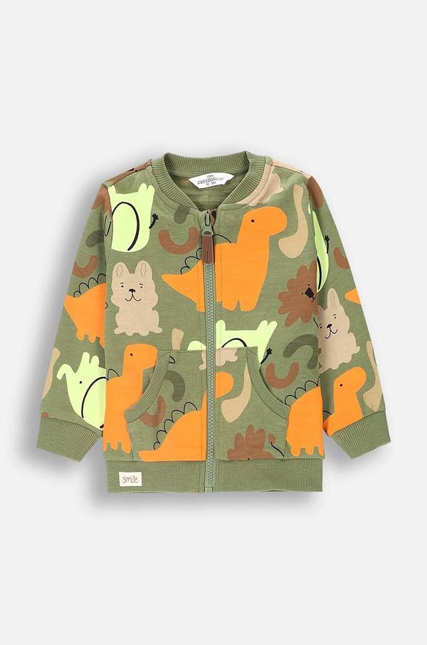 Coccodrillo Pamučna dukserica za bebe Coccodrillo boja: zelena, s uzorkom, SMILE BOY NEWBORN