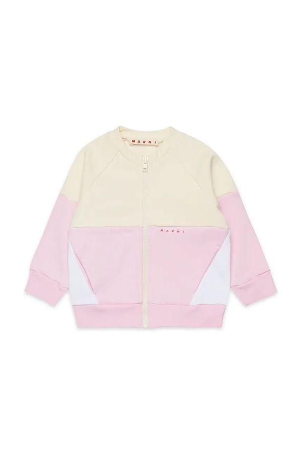 Marni Pamučna dukserica za bebe Marni MS305B SWEAT-SHIRT boja: ružičasta, bez uzorka, M01389
