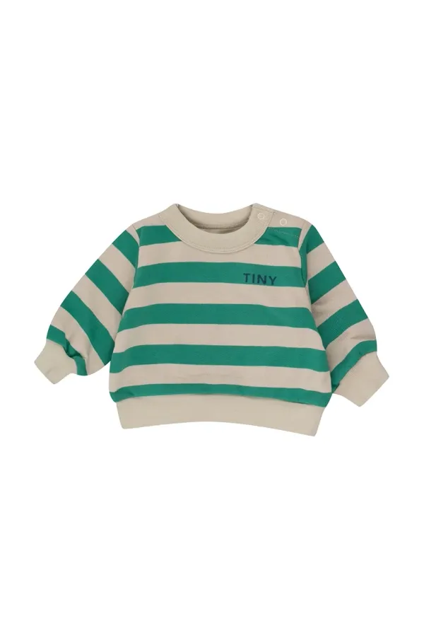 Tinycottons Pamučna dukserica za bebe Tinycottons STRIPES BABY SWEATSHIRT boja: zelena, s uzorkom, SS25-126