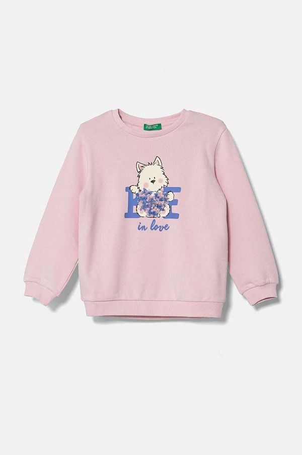 United Colors of Benetton Pamučna dukserica za bebe United Colors of Benetton boja: ružičasta, s uzorkom, 3J68G10FU