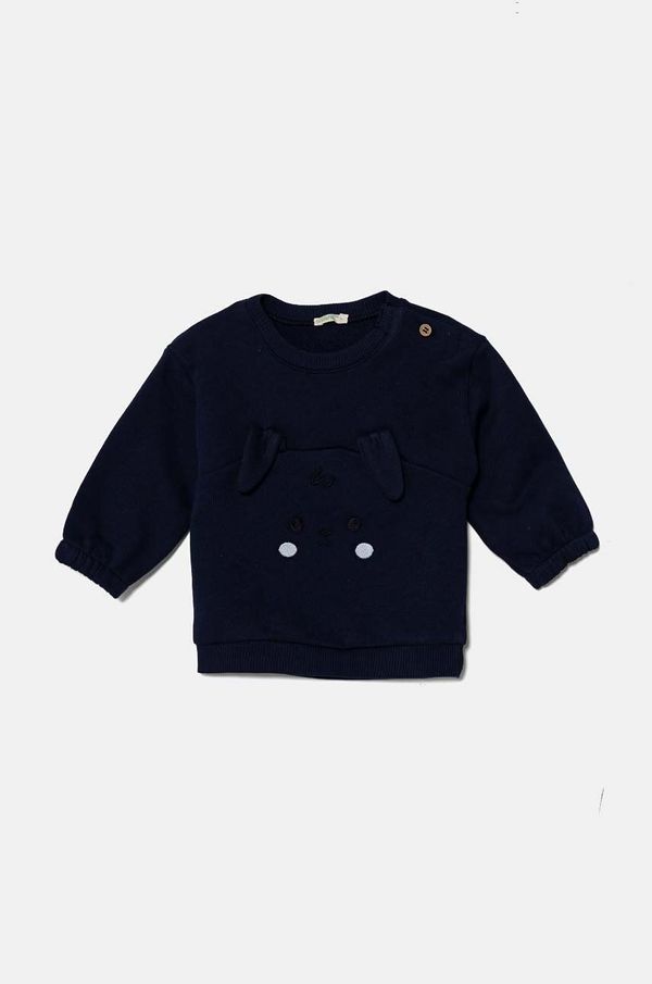 United Colors of Benetton Pamučna dukserica za bebe United Colors of Benetton boja: tamno plava, s aplikacijom, 3J70A1058