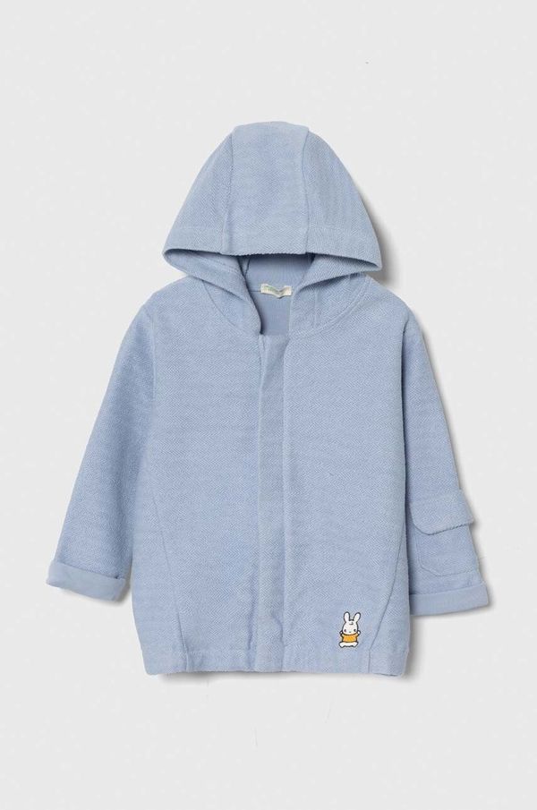 United Colors of Benetton Pamučna dukserica za bebe United Colors of Benetton s kapuljačom, bez uzorka