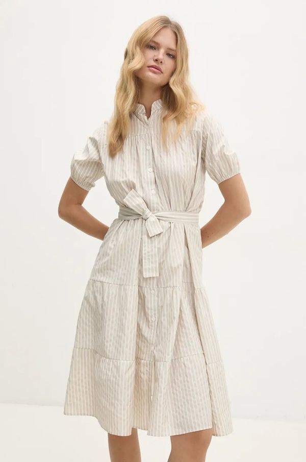 Answear Lab Pamučna haljina Answear Lab boja: bež, mini, širi se prema dolje