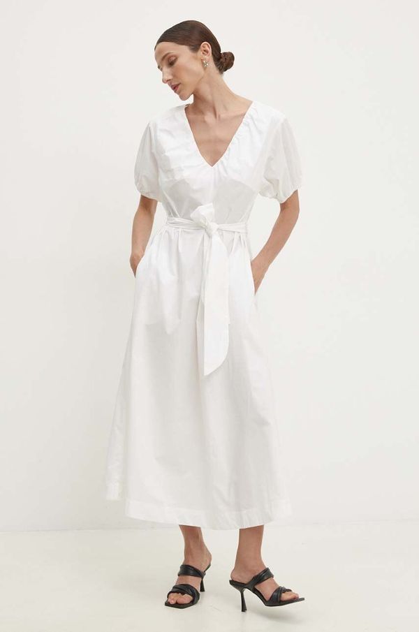 Answear Lab Pamučna haljina Answear Lab boja: bijela, maxi, širi se prema dolje