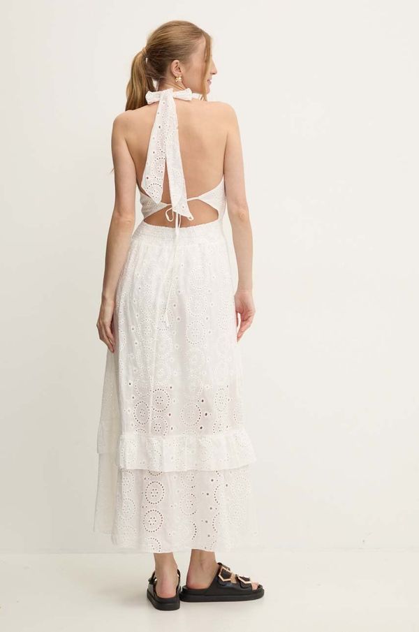 Answear Lab Pamučna haljina Answear Lab boja: bijela, maxi, širi se prema dolje