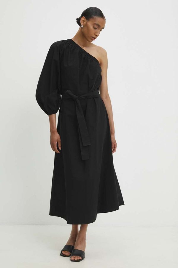 Answear Lab Pamučna haljina Answear Lab boja: crna, maxi, širi se prema dolje