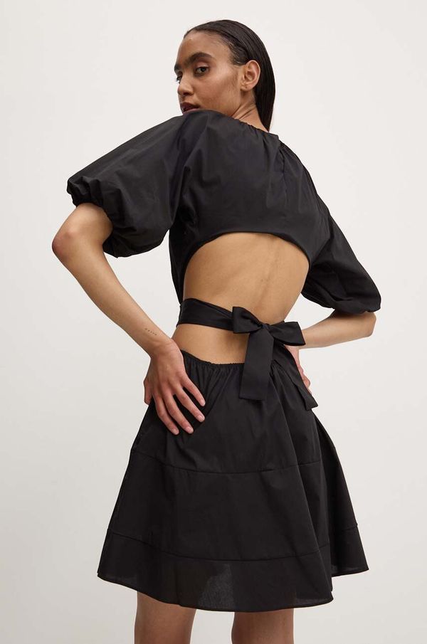 Answear Lab Pamučna haljina Answear Lab boja: crna, mini, širi se prema dolje