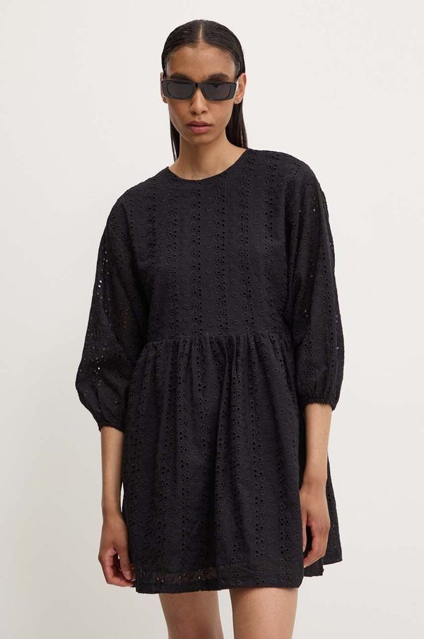 Answear Lab Pamučna haljina Answear Lab boja: crna, mini, širi se prema dolje