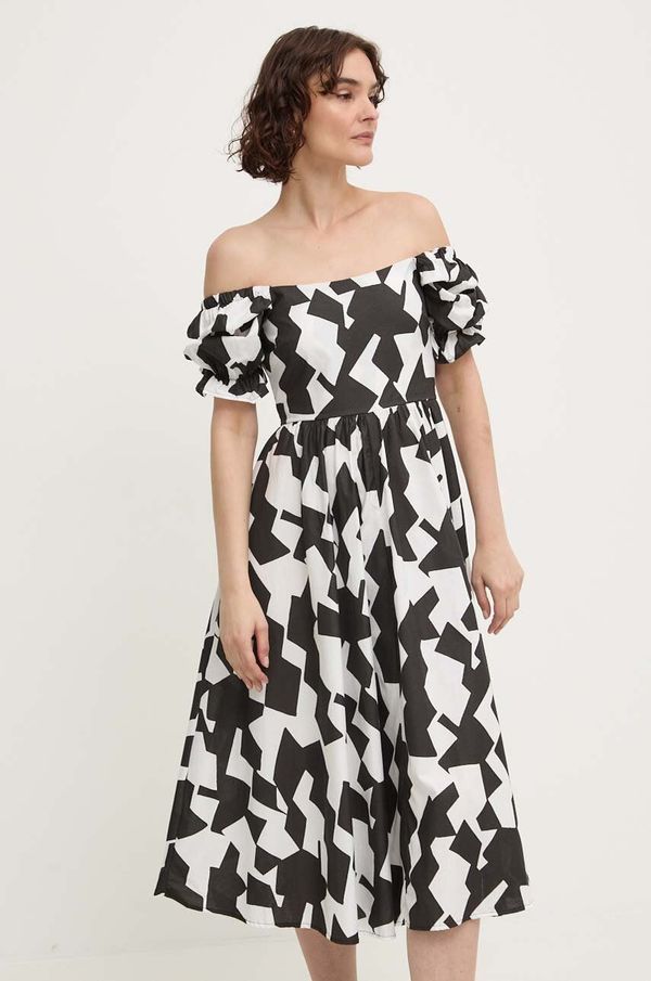 Answear Lab Pamučna haljina Answear Lab boja: crna, mini, širi se prema dolje