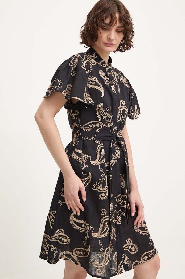 Answear Lab Pamučna haljina Answear Lab boja: crna, mini, širi se prema dolje