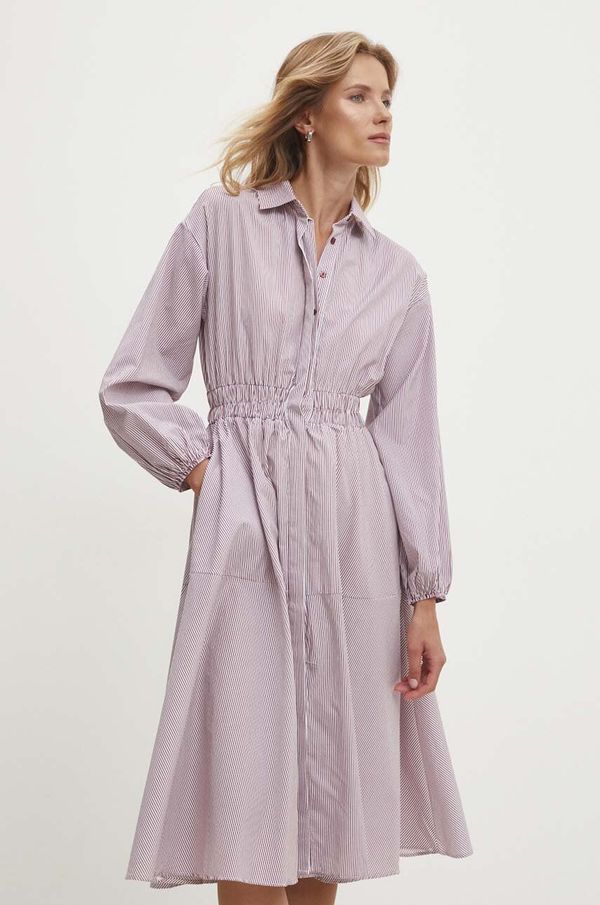 Answear Lab Pamučna haljina Answear Lab boja: crvena, maxi, širi se prema dolje