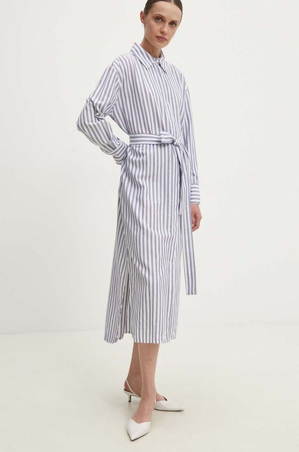 Answear Lab Pamučna haljina Answear Lab boja: tamno plava, midi, ravna