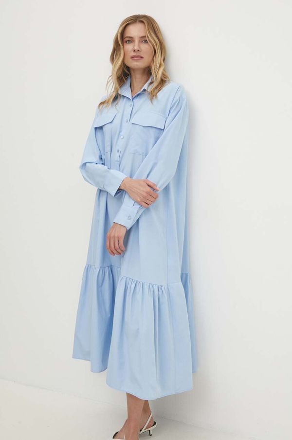 Answear Lab Pamučna haljina Answear Lab midi, širi se prema dolje