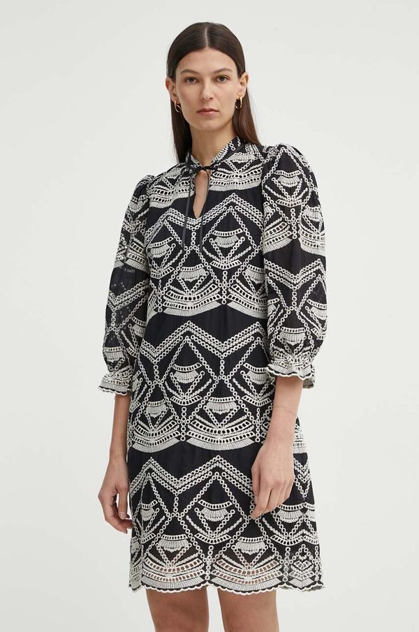 Bruuns Bazaar Pamučna haljina Bruuns Bazaar ArvensisBBAbami dress boja: crna, mini, širi se prema dolje, BBW3919