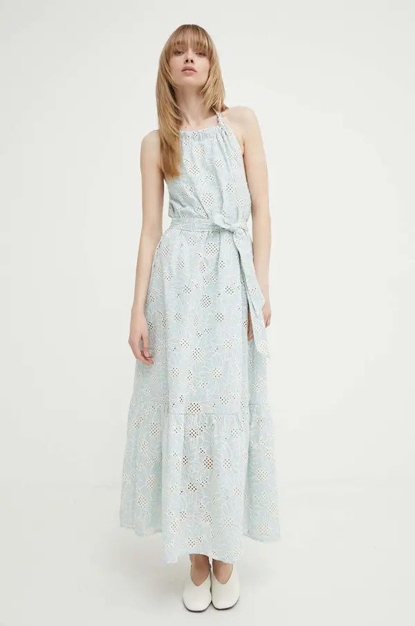Bruuns Bazaar Pamučna haljina Bruuns Bazaar WoodbineBBKaia dress maxi, širi se prema dolje, BBW3949