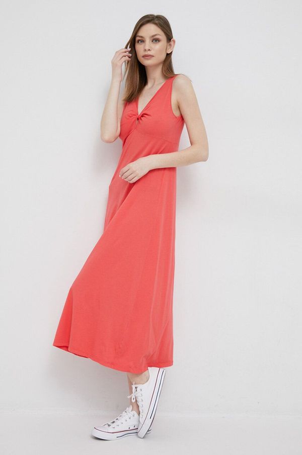 Deha Pamučna haljina Deha boja: narančasta, midi, širi se prema dolje