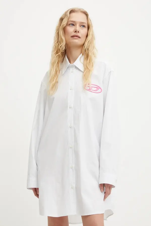Diesel Pamučna haljina Diesel D-DALIS-P1 DRESS boja: bijela, mini, oversize, A14571.0DNAN