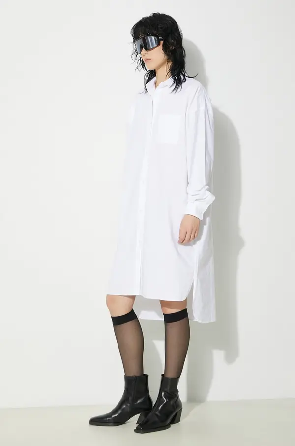 Fiorucci Pamučna haljina Fiorucci Angel Embroidered boja: bijela, midi, oversize, W01FPDSH063CO01WH01
