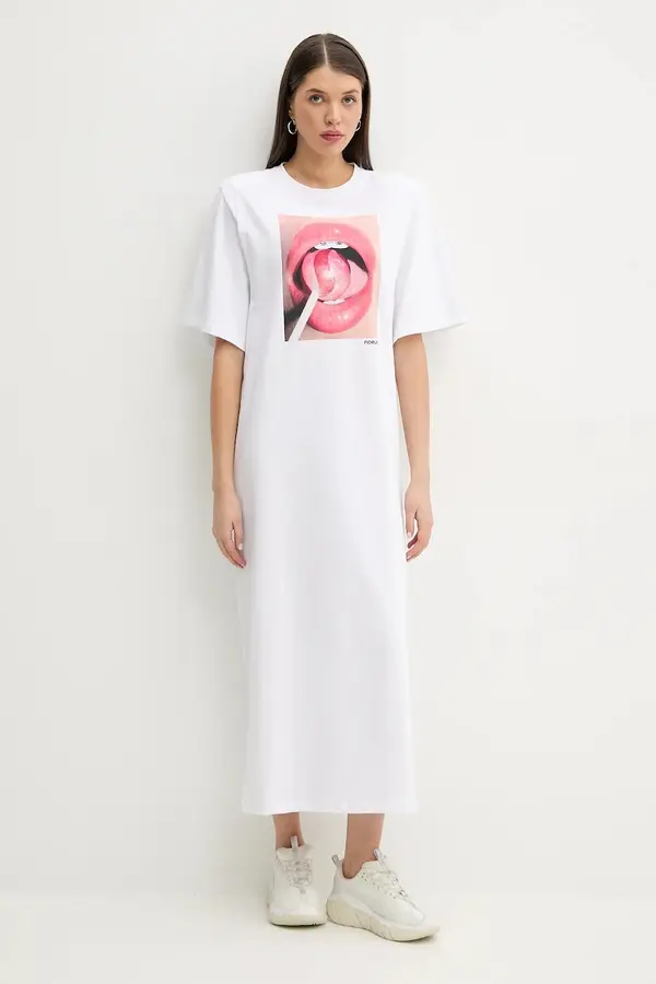 Fiorucci Pamučna haljina Fiorucci Lollipop Mouth Print Maxi T-Dress