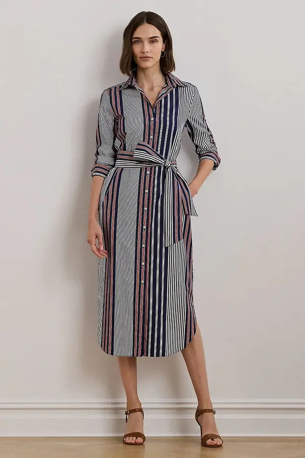 Lauren Ralph Lauren Pamučna haljina Lauren Ralph Lauren midi, ravna, 200962683