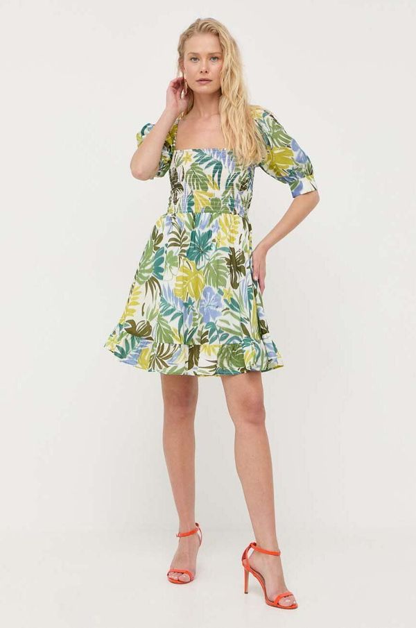 Liu Jo Pamučna haljina Liu Jo mini, širi se prema dolje