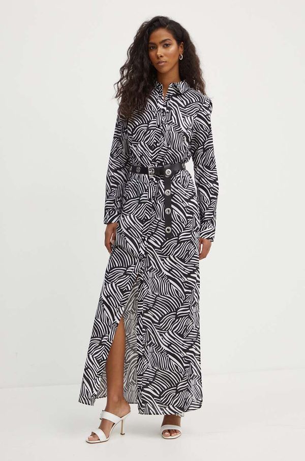 MICHAEL Michael Kors Pamučna haljina MICHAEL Michael Kors boja: crna, maxi, širi se prema dolje