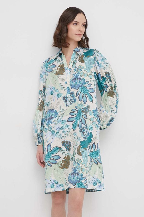 Mos Mosh Pamučna haljina Mos Mosh boja: zelena, mini, ravna