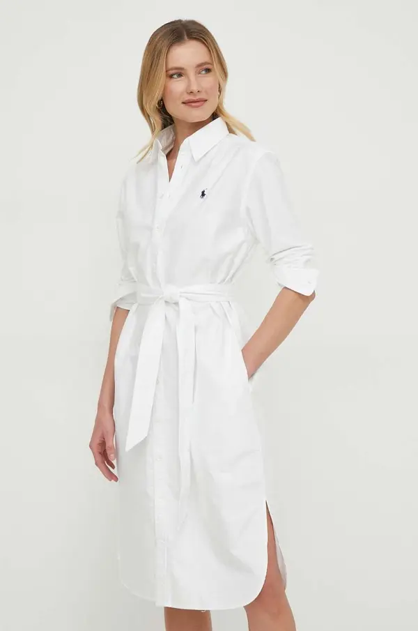 Ralph Lauren Pamučna haljina Polo Ralph Lauren boja: bijela, mini, ravna