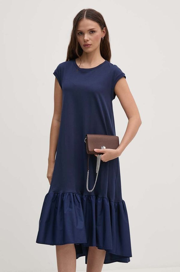 Sandro Ferrone Pamučna haljina Sandro Ferrone boja: tamno plava, mini, širi se prema dolje, SFS7XBDMIRANY