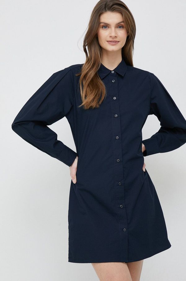 Tommy Hilfiger Pamučna haljina Tommy Hilfiger boja: tamno plava, mini, ravna