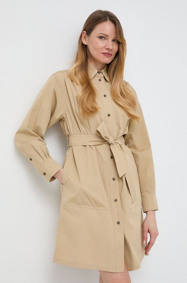 Weekend Max Mara Pamučna haljina Weekend Max Mara boja: bež, mini, ravna