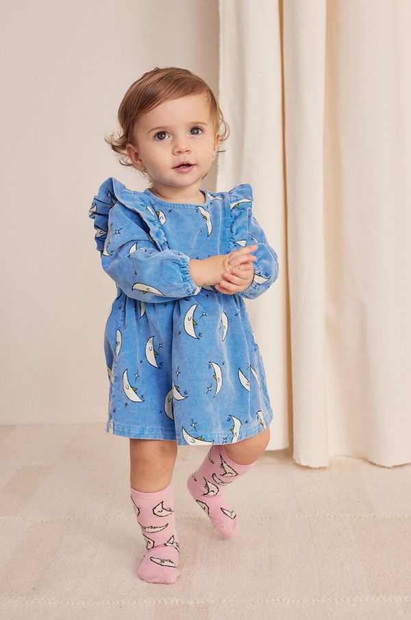 Bobo Choses Pamučna haljina za bebe Bobo Choses Beneath The Moon mini, širi se prema dolje, 224AB083