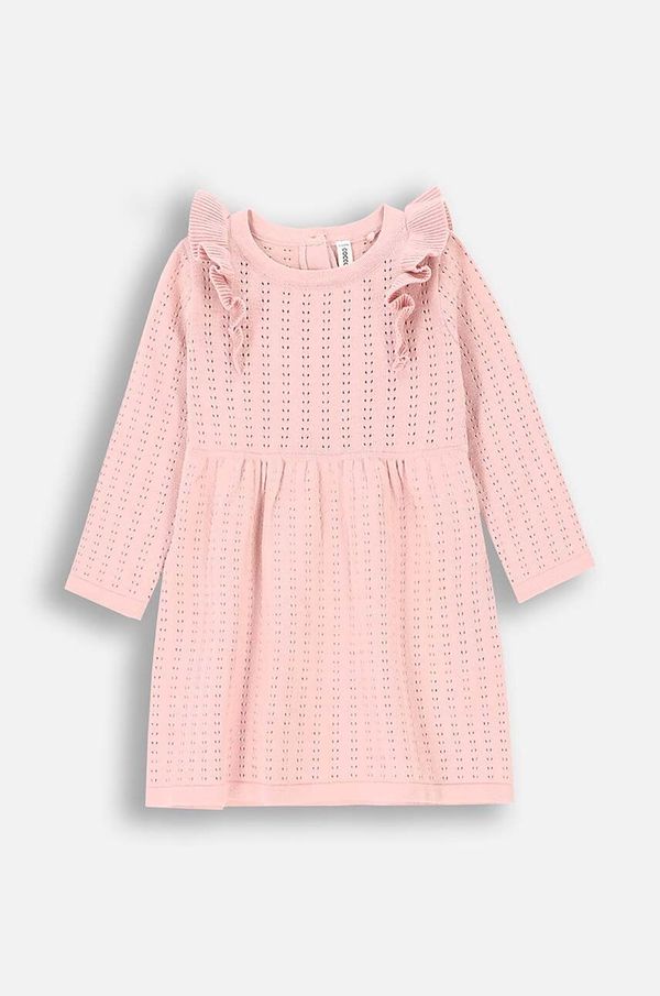 Coccodrillo Pamučna haljina za bebe Coccodrillo boja: ružičasta, mini, ravna, CUTE GIRL NEWBORN