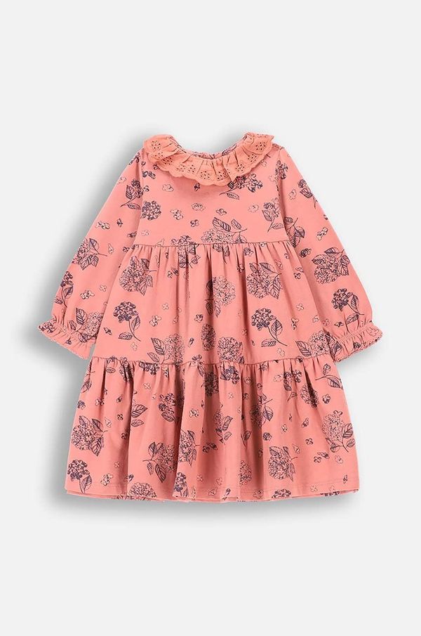 Coccodrillo Pamučna haljina za bebe Coccodrillo boja: ružičasta, mini, širi se prema dolje, FLOWERS GIRL NEWBORN