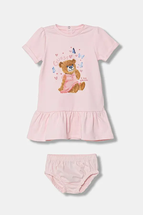 Guess Pamučna haljina za bebe Guess 2-pack