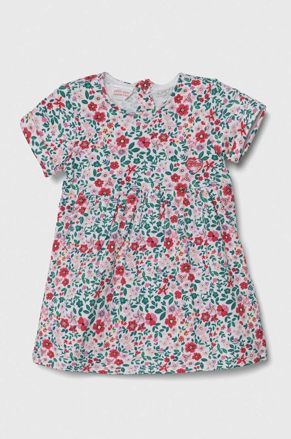 Guess Pamučna haljina za bebe Guess mini, širi se prema dolje