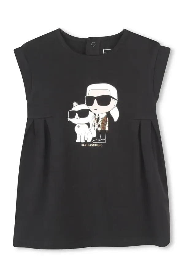 Karl Lagerfeld Pamučna haljina za bebe Karl Lagerfeld boja: crna, mini, ravna, Z30510
