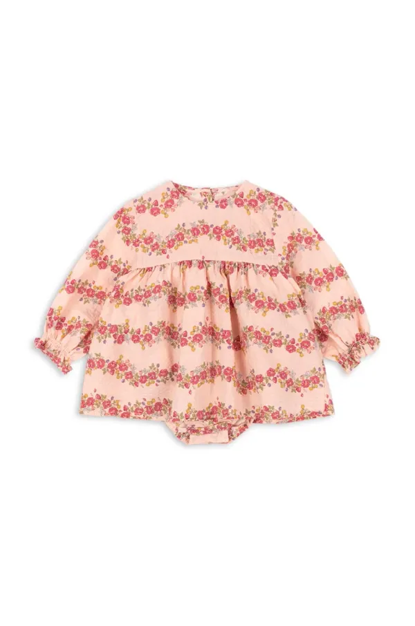 Konges Sløjd Pamučna haljina za bebe Konges Sløjd BELLA FRILL ROMPER GOTS boja: ružičasta, mini, širi se prema dolje, KS102295