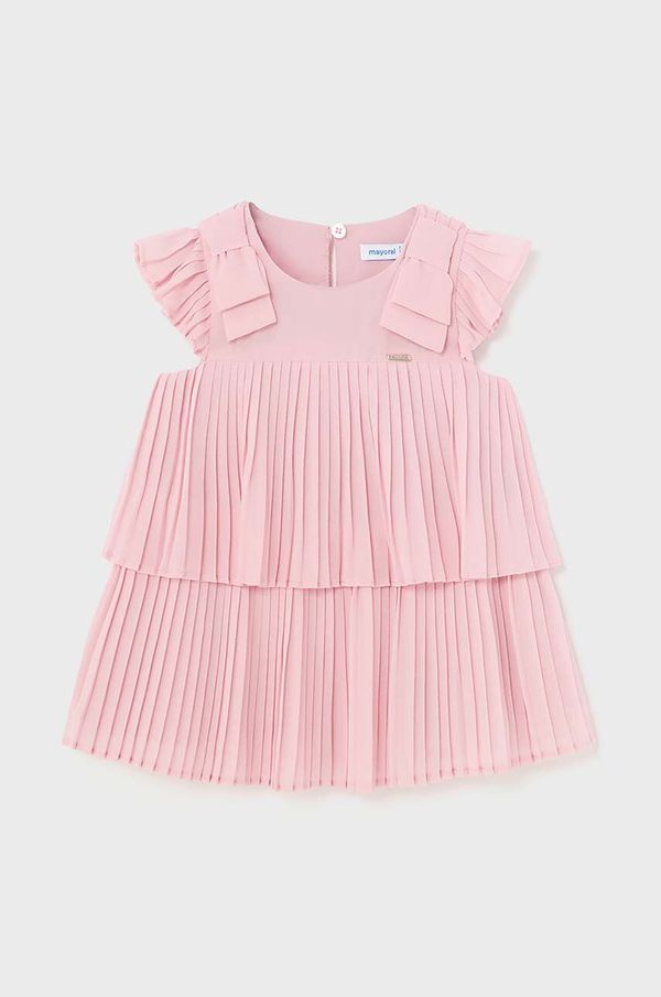 Mayoral Pamučna haljina za bebe Mayoral boja: ružičasta, mini, širi se prema dolje