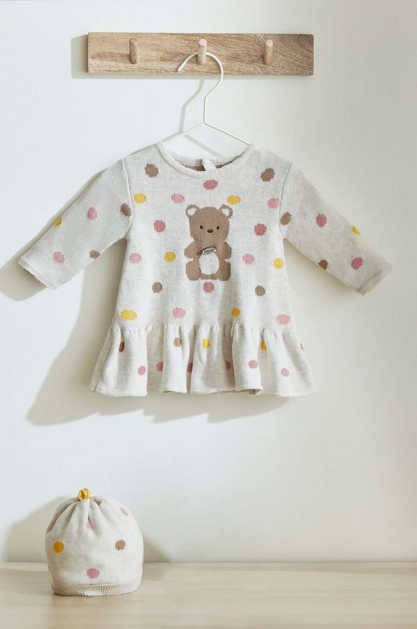 Mayoral Newborn Pamučna haljina za bebe Mayoral Newborn boja: bijela, mini, širi se prema dolje, 2888