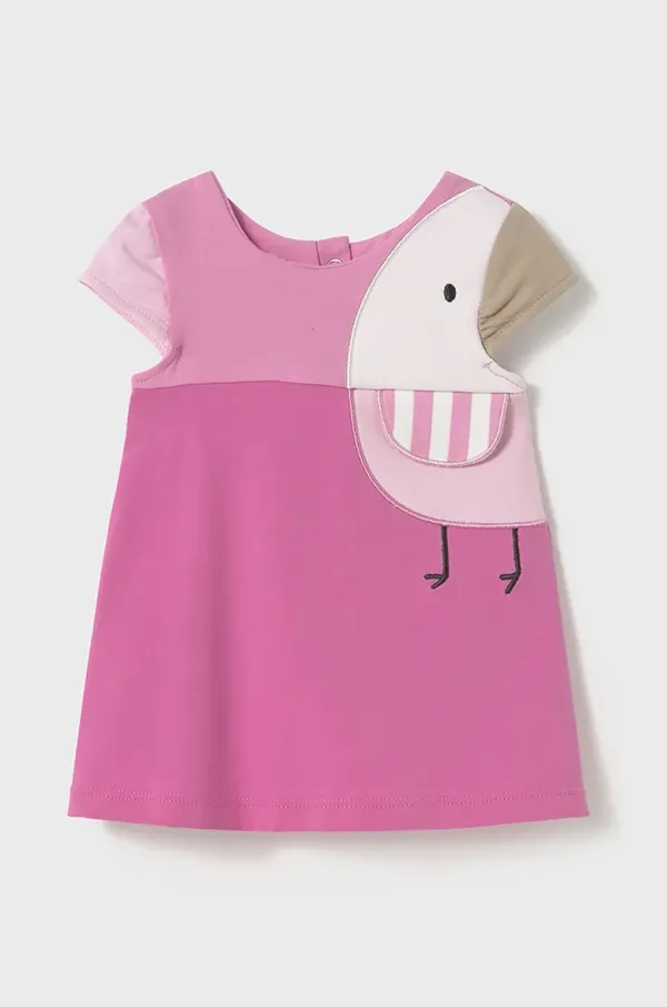 Mayoral Newborn Pamučna haljina za bebe Mayoral Newborn boja: ružičasta, mini, ravna, 1872