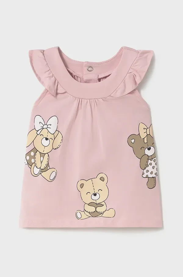 Mayoral Newborn Pamučna haljina za bebe Mayoral Newborn boja: ružičasta, mini, širi se prema dolje, 1852