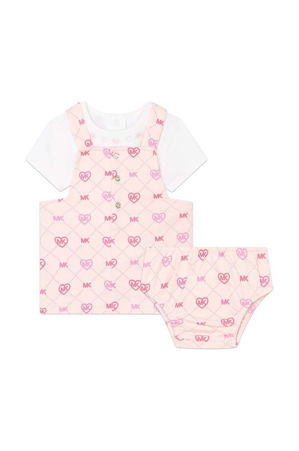 Michael Kors Pamučna haljina za bebe Michael Kors boja: narančasta, mini, ravna